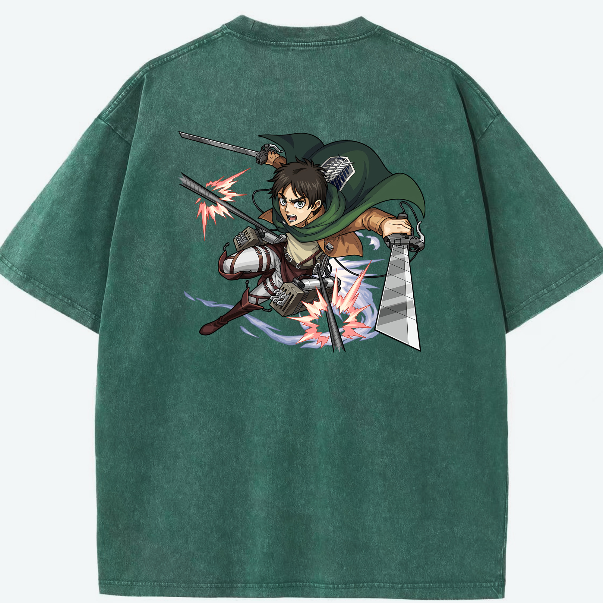 （画像用） 進撃の巨人 エレン･イェーガー Attack on Titan Eren Jäger 綿100% ヴィンテージ風 半袖Tシャツ（背面プリント）